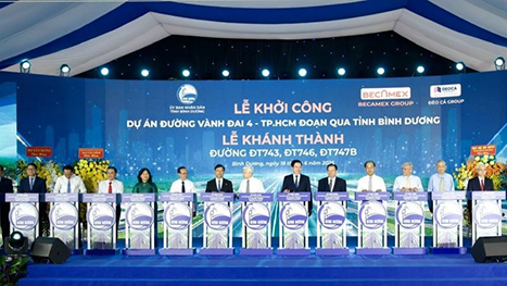 Bình Dương khởi công đường Vành đai 4 và khánh thành 3 tuyến đường giao thông trọng điểm